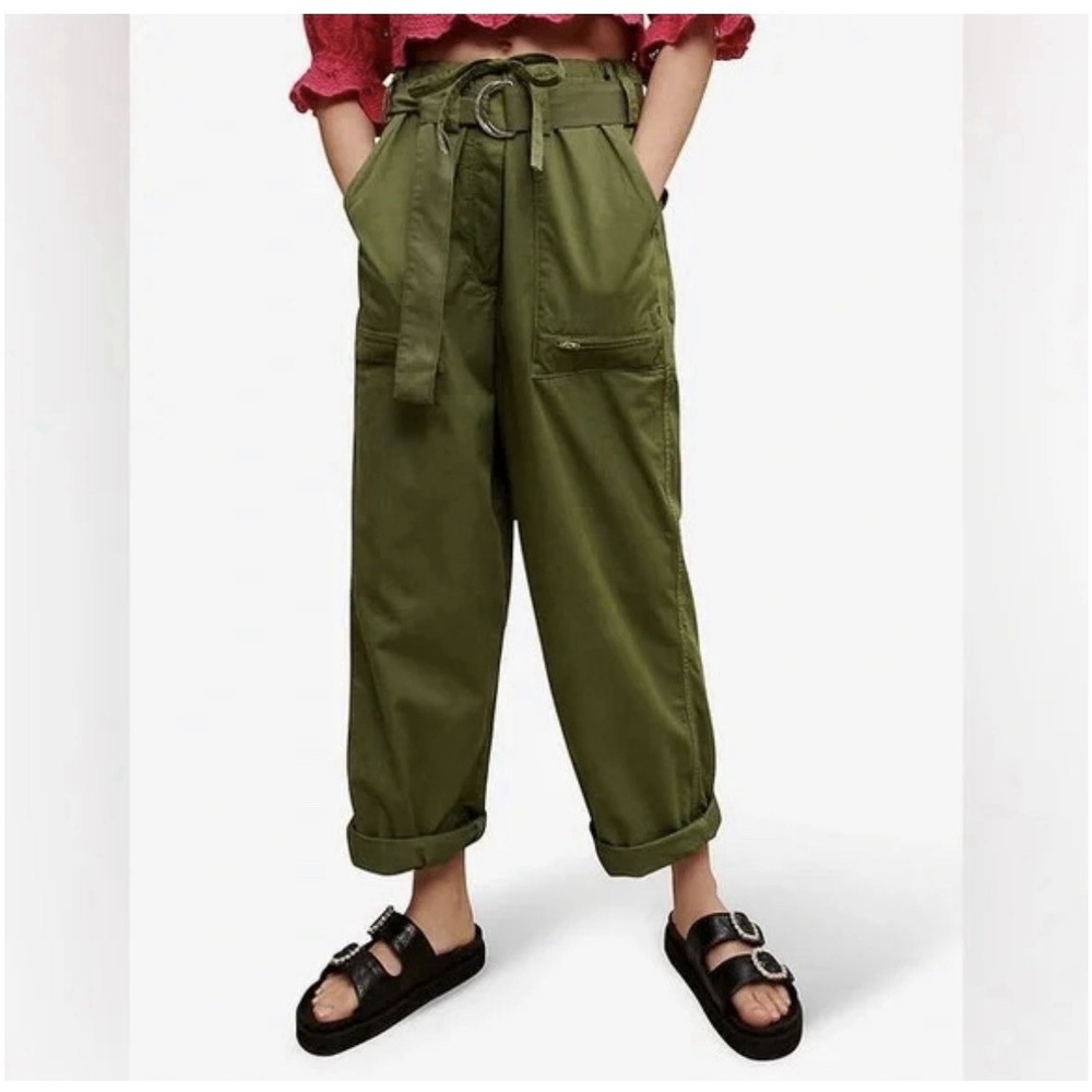 NWT Maje Khaki POPSY Multi-Pocket Cotton utility Pants Women's Size 38 EU/ US L